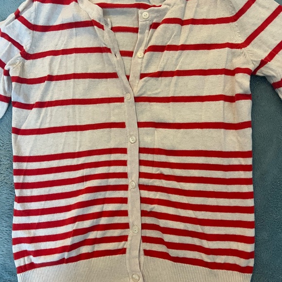 H&M red striped button up cardigan/sweater size xs - Picture 2 of 4